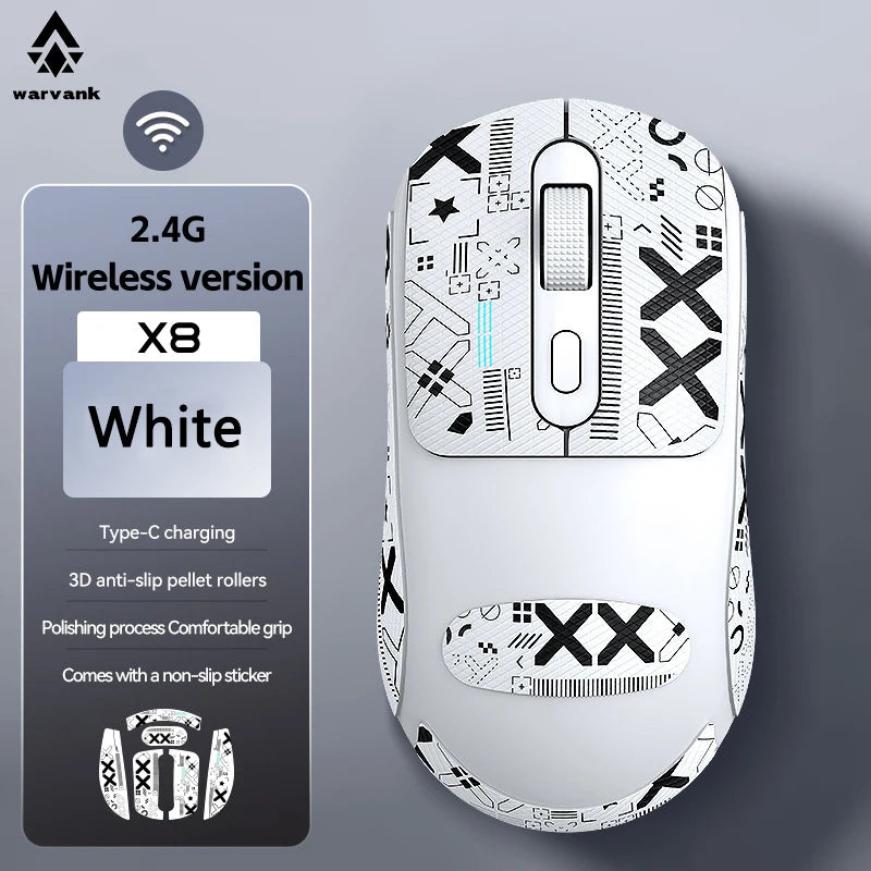 Warvank X8 — Mouse Gaming Inalámbrico Recargable USB-C