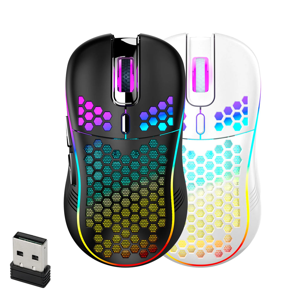 Mouse Gaming Inalámbrico Honeycomb RGB — Ultraliviano 2.4G