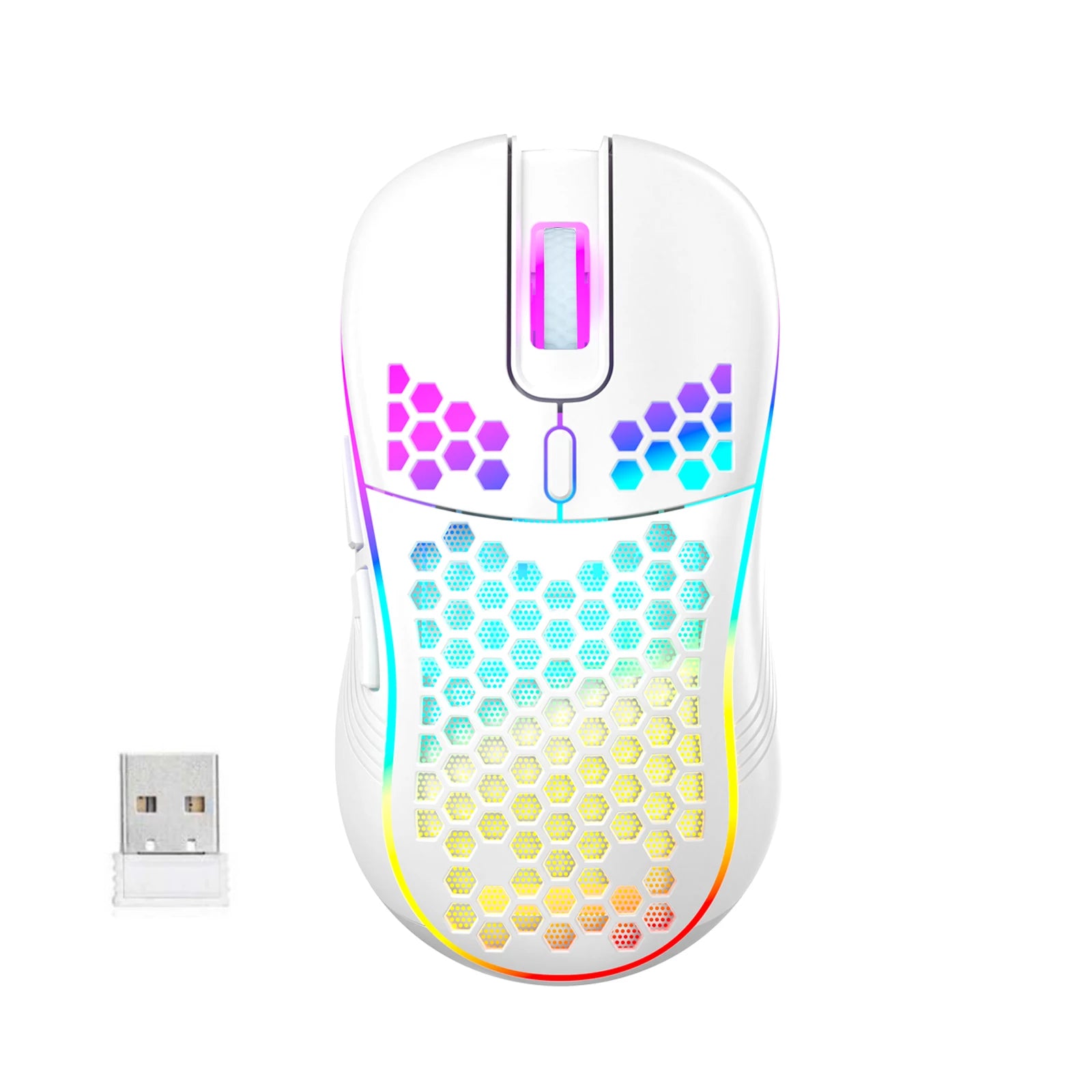 Mouse Gaming Inalámbrico Honeycomb RGB — Ultraliviano 2.4G