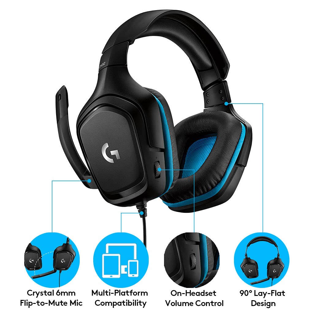 Logitech G432 — Audífonos Gaming 7.1 DTS Surround