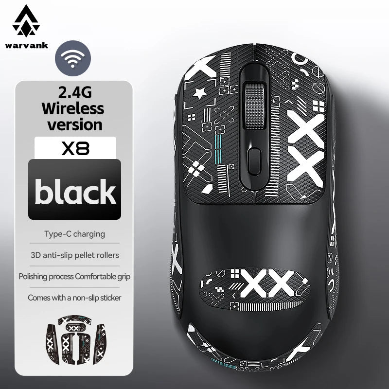 Warvank X8 — Mouse Gaming Inalámbrico Recargable USB-C
