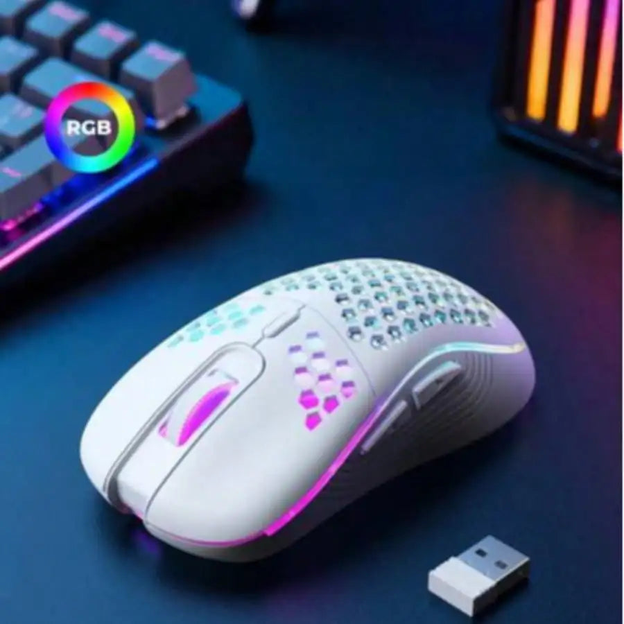 Mouse Gaming Inalámbrico Honeycomb RGB — Ultraliviano 2.4G
