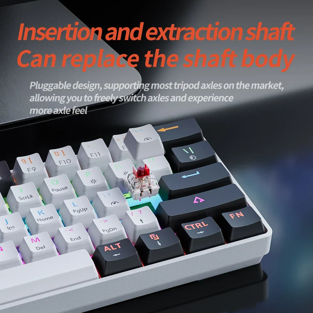 Teclado Mecánico Gaming 61 Teclas RGB — Switch Red Hot-Swap